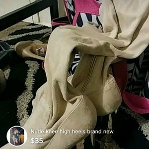 Nude knee high heels